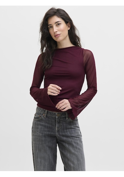 Jack & Jones Kadin Kayik Yaka Tisört - Minna - 12280223 Cabernet
