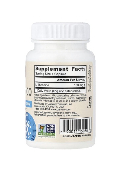 Jarrow Formulas, Vegan Theanine 100, 100 Mg, 60 Veggie Caps