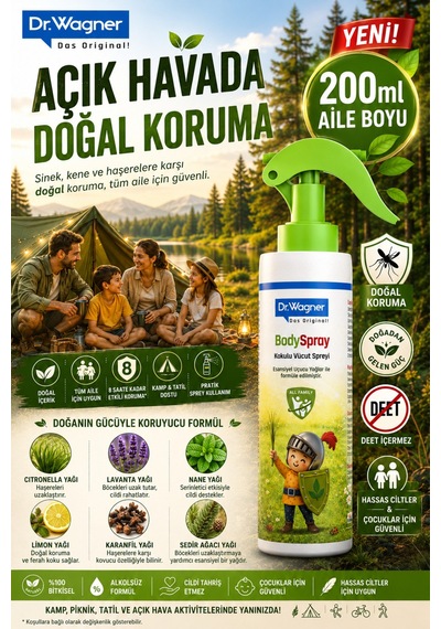 Sivrisinek Ve Kene Kovucu Sprey, %100 Doğal Yağlardan, Bebek Ve Çocuk Dostu,aile Boy 200 Ml