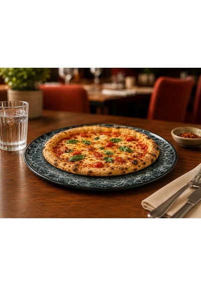 Sepia Gourmet Pizza Tabağı, Mavi Beyaz, Gıda Temasında Güvenli, İç Mekan Kullanımı, 32 Cm