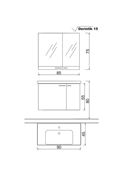 Denko Terra 90 Cm Mdf Alize Banyo Dolabı Takımı Ter 90A Çok Renkli Denko Terra 90 Cm Mdf Alize Banyo Dolabı Takımı Ter 90A Çok Renkli