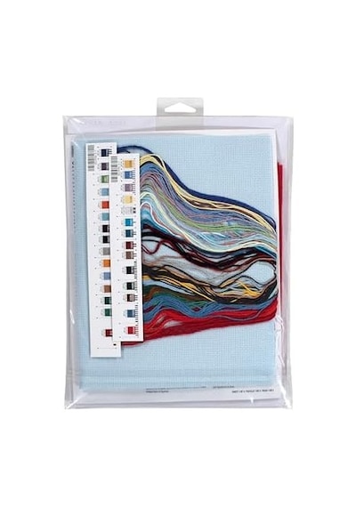 Dimensions 70-08995 Tatil Geleneği Kendin Yap Kişiselleştirilebilir Noel Kanaviçe Çorap Seti, 40 Cm L, 14 Adet Açık Mavi Aida, Çeşitli 50 x 22