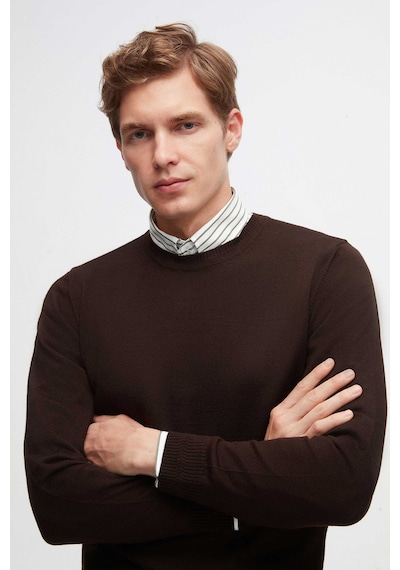 D'S Damat Ds Damat Regular Fit Kahverengi Düz Örgü Kazak 7hf062432004m Çok Renkli