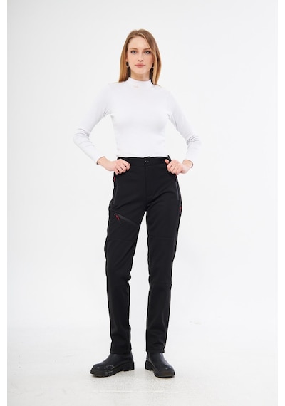 Ghassy Co. Kadın İçi Polarlı Tactical Outdoor Su Geçirmez Softshell Pantolon 001 Siyah
