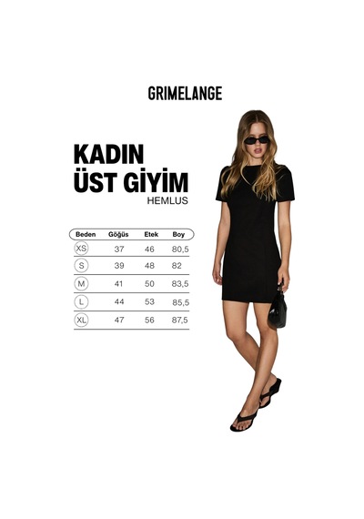 Grımelange Hemlus Kadın Yumuşak Ve Esnek Kumaşlı Kısa Kollu Mini Siyah Elbise