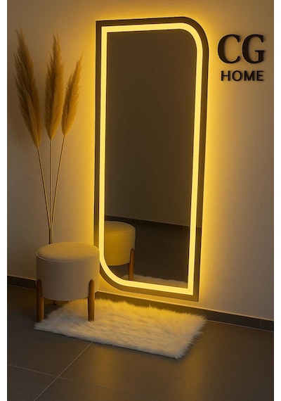 Ledli Ayna, Lazer Kumlamalı, Dekoratif Ayna, Duvar Aynası, Konsol Aynası, Holl Aynası, Günışığı Led 120 X 50 Gümüş