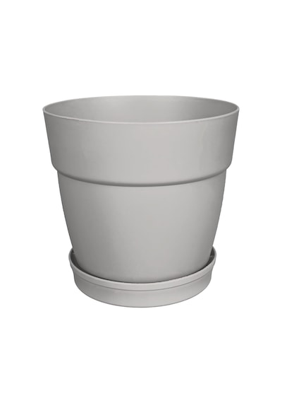 Tr Tabaklı Delikli Plastik Çiçek Saksısı, 13 Cm 1.1 Lt, 1 Adet, Bej Diğer