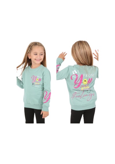 İrem Çocuk Giyim Kız Çocuk You Only Önü Arkası Yazı Resim Desenli Yeşil Renk Şardonlu Sweatshirt Yeşil İrem Çocuk Giyim Kız Çocuk You Only Önü Arkası Yazı Resim Desenli Yeşil Renk Şardonlu Sweatshirt Yeşil