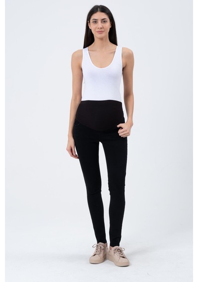 Busa Hamile Esnek Karın Bantlı Beli Ayarlanabilir Skinny Kot Pantolon Siyah-siyah