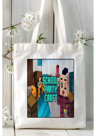 Art Hediye School Party Craft Mobil Oyun Baskılı Bez Çanta Omuz Çantası Çift Tafaflı Baskı Kişiye Özel 4 Çok Renkli