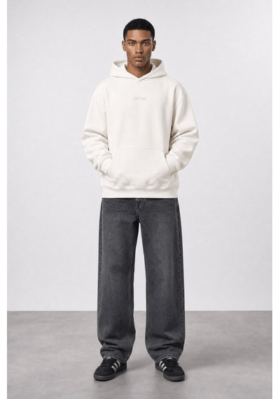 Respire Erkek Da Vinci Baskı Detaylı Oversize Hoodie Ekru