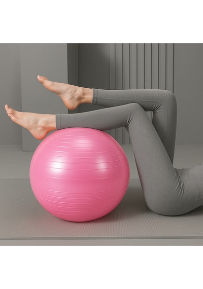 Evapera Yeni Nesil Pilates Topu + Pompa Profesyonel Dayanıklı Fitness Yoga Denge Egzersiz Plates Topu 75 Cm Pembe