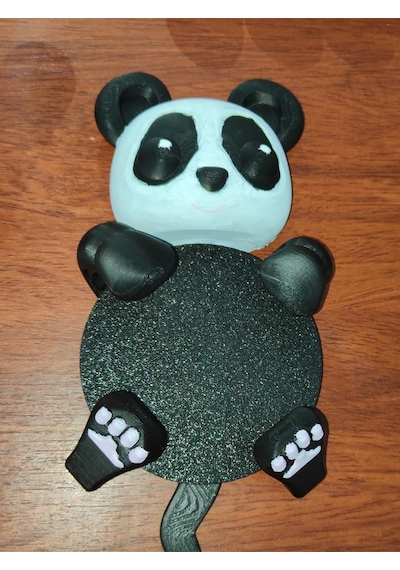 Şirin Panda Bardak Tutacağı/bardak Altı/bardak Tutan Panda Siyah