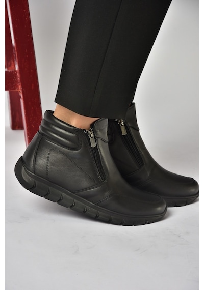 Fox Shoes Z555360803 Siyah Hakiki Deri Comfort Ortopedik Taban Kadın Bot