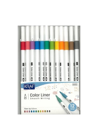 444 Color Liner Keçeli Kalem, 0.5 Mm, 12 Renk Seti