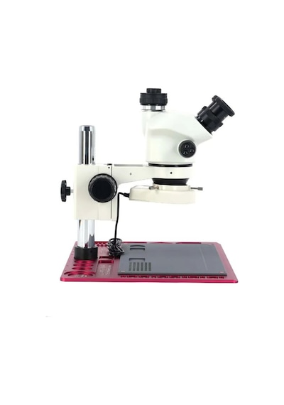 Mikroskop Zs 7050p Trinoküler Mikroskop Seti - 7x-50x Zoom, 0.5x Ctv Alüminyum Pedli Kırmızı Tabla Set
