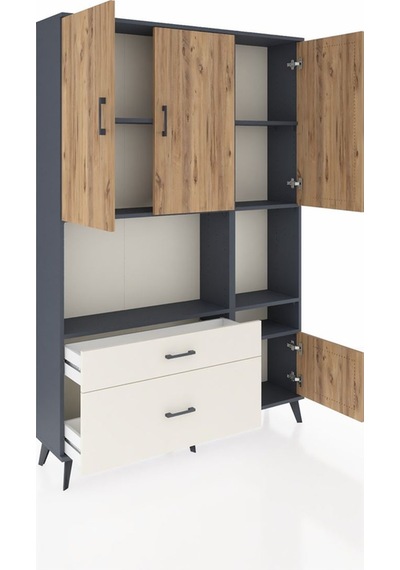 Arges Dolap 7 Raflı 2 Çekmeceli 4 Kapaklı 132x30x195 Antrasit... Antrasit