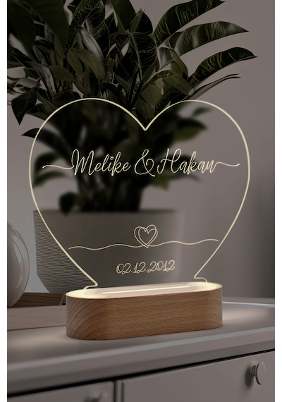 Çiftler İçin Çift Kalp Sembollü Led Gece Lambası Masif Ahşap Tabanlı Usb Kablolu Pleksi Led Gece Lambası Çiftler İçin Çift Kalp Sembollü Led Gece Lambası Masif Ahşap Tabanlı Usb Kablolu Pleksi Led Gece Lambası