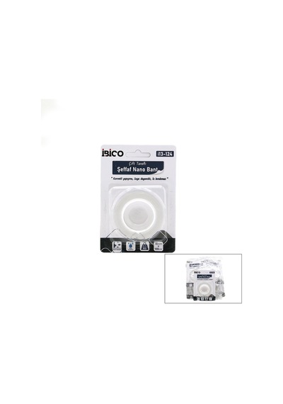 İbico İ13-124 Şeffaf Çift Taraflı Max : 5.5kg 1.8cmx1mt Bandı Nano Bant - 12'li Paket