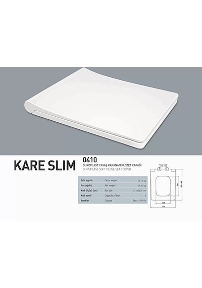 Nkp Kare Slim Duroplast Yavaş Kapanan Klozet Kapağı - Nkp0410