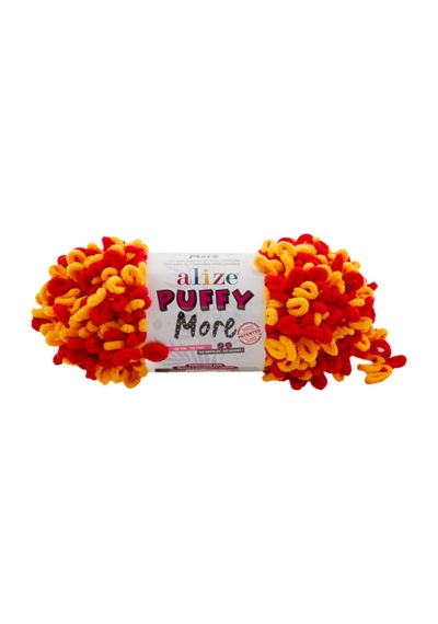 Puffy More El Örgü İpliği 3 Adet 6630 Sarı Kırmızı Taraftar Renkleri Battaniye, Atkı, Yelek