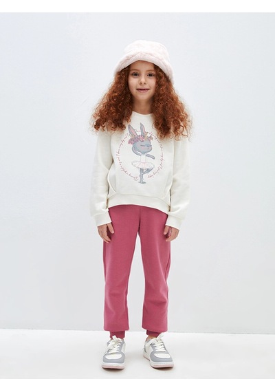 LC Waikiki Lcw Kids Beli Lastikli Basic Kız Çocuk Jogger Eşofman Altı Gülkurusu