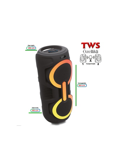 Auris Kln220 25w 2 8 İnç Mikrofonlu Rgb Bluetooth Hoparlör