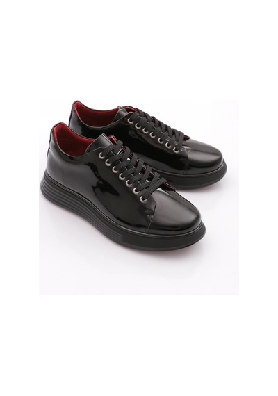 Dgn 15275-ss Erkek Bağcıklı Casual Sneakers Ayakkabı Siyah Rugan