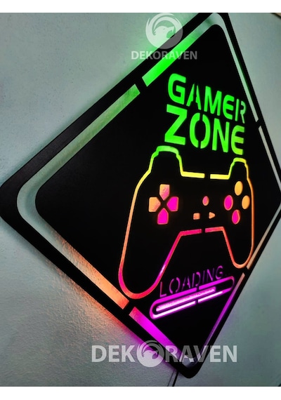 Gamer Zone Led Işıklı Ahşap Tablo (523663563)