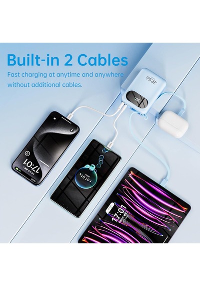 Y11 Mini Pd 22.5w 20000 Mah Dijital Ekran Göstergeli Dahili Kablolu Power Bank, Siyah Y11 Mini Pd 22.5w 20000 Mah Dijital Ekran Göstergeli Dahili Kablolu Power Bank, Siyah