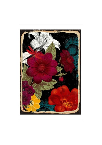 Bedeko Renkli Çiçekler Tasarım Ahşap Tablo 35 Cm X 50 Cm