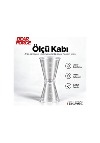 Robeve Bear Force 20 Ml + 40 Ml Çift Taraflı Ölçü Kabı Dereceli Şeffaf Kimyasal Dozaj Kabı, Araç Şampuanı Oto Yıkama Detailing Karışım Ve Sıvı Ölçüm Aparatı