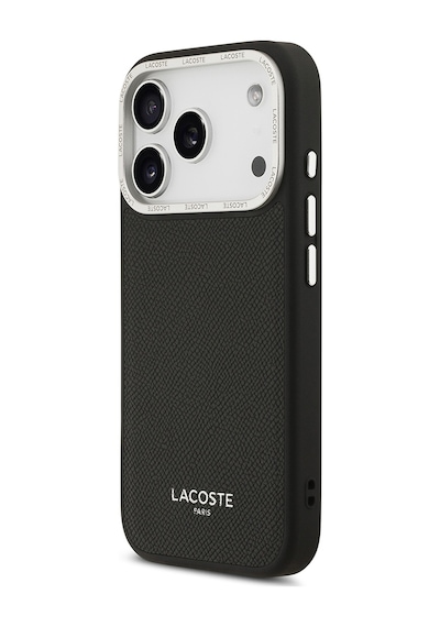 Apple Uyumlu iPhone 17 Pro Kılıf Lacoste Lisanslı M-safeli Champs Elysees Pu Deri Tasarımlı Kapak Siyah Siyah