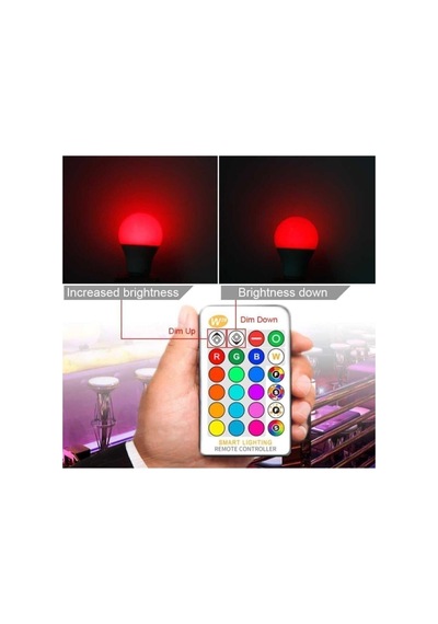 Uzaktan Kumandalı Rgb Led Ampul 9watt E27 Tasarruflu Dimmerli Led Lamba 16 Ton Diğer