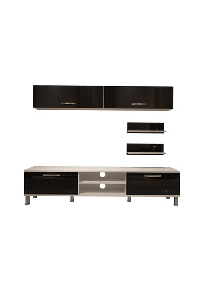 Decoraktiv Eko 5 Mdf Dvd Krom Ayaklı Tv Ünitesi Tv Sehpası Beyaz - Siyah