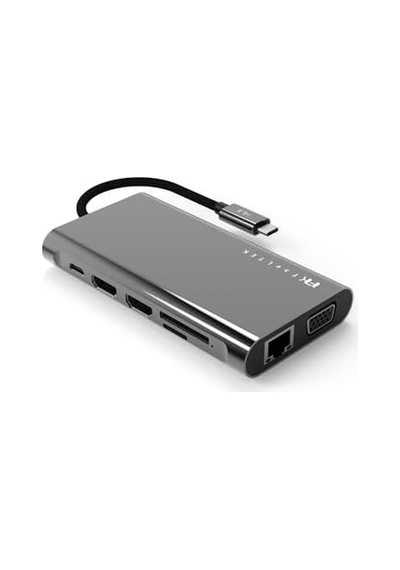 11-in-1 Usb-c Hub Ve Çoklayıcı Hdmı, Vga, Ethernet Ve 100w Pd Macbook Ve Usb-c Laptoplar İçin Profesyonel Hub Gri