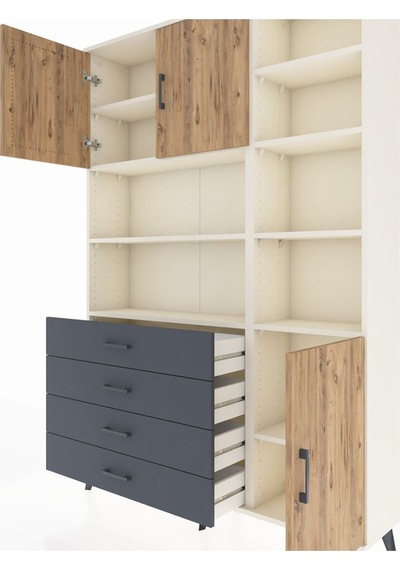 Arges Dolap 9 Raflı 4 Çekmeceli 3 Kapaklı 132x30x195 Aytaşı-çam/antrasit Atlas Çam/antrasıt Arges Dolap 9 Raflı 4 Çekmeceli 3 Kapaklı 132x30x195 Aytaşı-çam/antrasit Atlas Çam/antrasıt