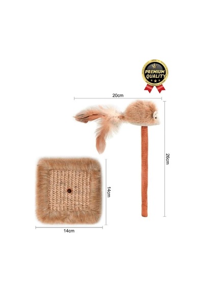 Özel Üretim Dayanıklı Eğlenceli 14x14 Cm En 26 Cm Yükseklik Sesli Oyuncaklı Kedi Tırmalama Tahtası