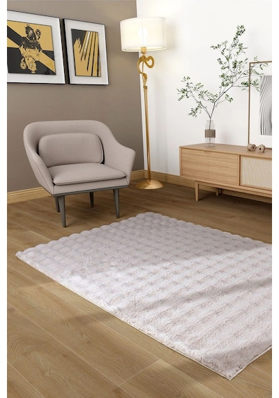 Aries Home Tavşan Tüyü Yumuşak Keçeleşmez Dekoratif Bubble İthal Kalite Post Halı Taş