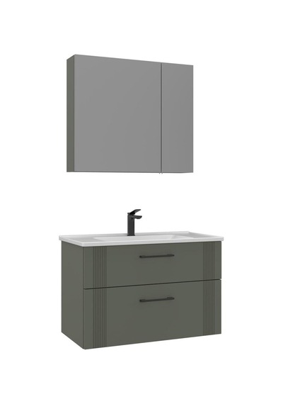 Orka Banyo Dolabı Takım Bari 85 Cm Mat Yeşil Yeşil Orka Banyo Dolabı Takım Bari 85 Cm Mat Yeşil Yeşil