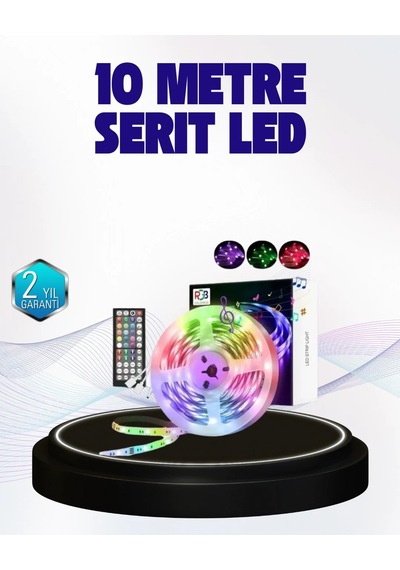 Bluetooth Kontrollü Smart Şerit Led 10m Sese Duyarlı Rgb Aydınlatma Açık Mavi