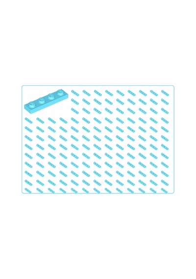 Yedek Parçalar: Plate 1x4: 100 Adet 1x4 Plate Parts Plaka Su Mavisi - Medium Azure Plate 3710