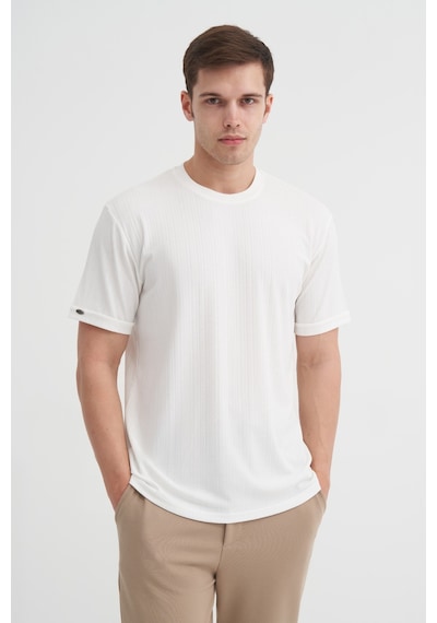 Cazador Bisiklet Yaka Dokulu Erkek T-shirt 42530 Beyaz Beyaz