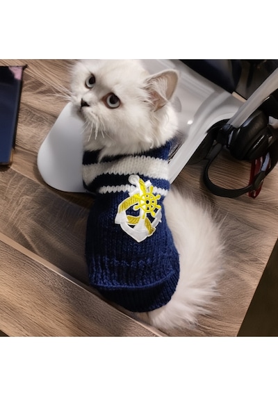 Kedive Köpek İçin Lacivert Denizci Kazak Pantolon Takım