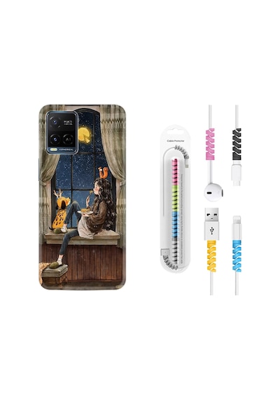 Vivo V21E Kılıf Kablo Koruyuculu Ananas Camera Glass 1358