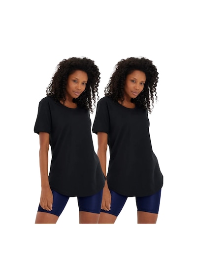 Siyah 2 Li Paket Regular/normal Kesim Pis Yaka Kısa Kollu Kadın T-shirt Siyah Siyah 2 Li Paket Regular/normal Kesim Pis Yaka Kısa Kollu Kadın T-shirt Siyah