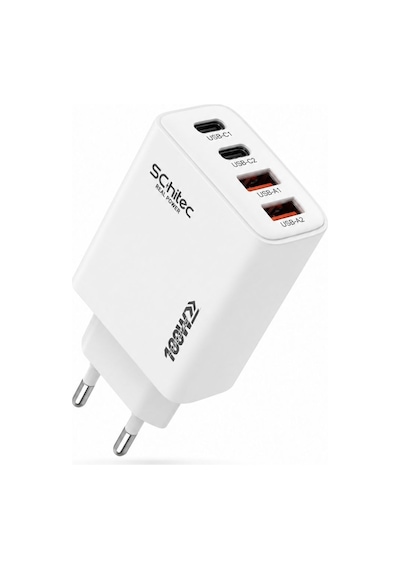 Schitec 100w 4 Çıkışlu 2 Type-c + 2 Usba Qc 3.0 Süper Hızlı Şarj Adaptörü Başlığı Hg/ta-106eu
