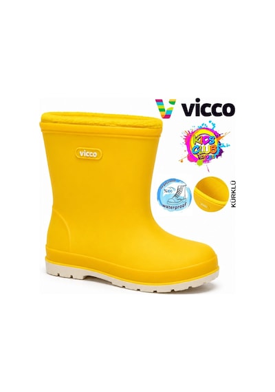 Vicco Mellow Kürklü Pvc Su Çizmesi Yağmur Botu Ortopedik Çocuk Bot Sarı