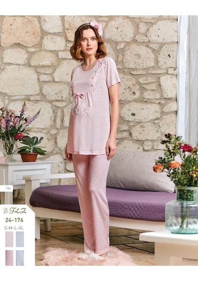Flz 24-176 Spor Hamile Lohusa Pijama Takımı Mavi