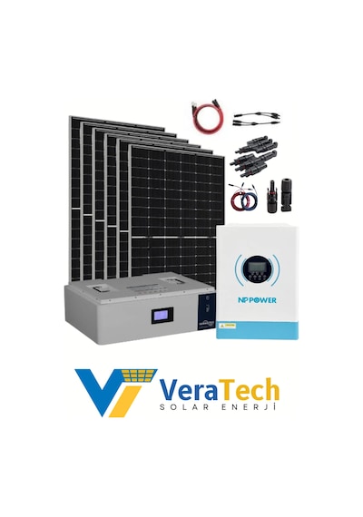 Veratech Bahçe Evi Solar Paketi 5kw Lityum Akü, 6,2kva İnverter